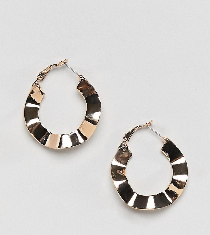 Reclaimed Vintage Inspired Crinkle Hoop Earrings - Gold