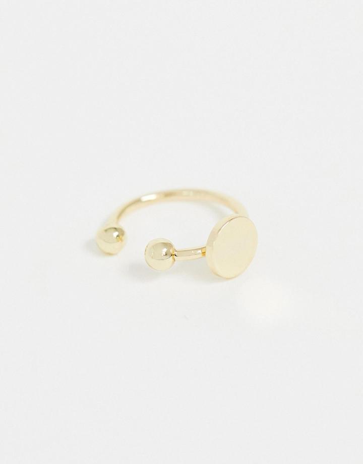 Asos Design Mini Disc Ear Cuff In Gold Tone
