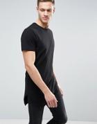 Jack & Jones Core Longline T-shirt With Asymmetric Hem - Black