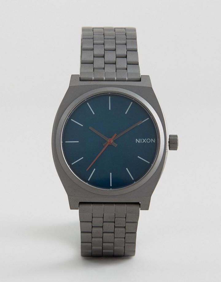 Nixon Timberlne Summit Time Teller Watch In Gunmetal - Silver