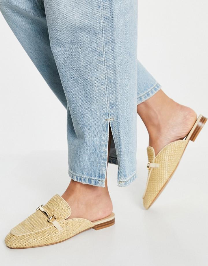 Stradivarius Raffia Mule In Beige-neutral
