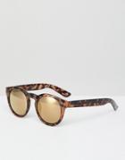 Monki Round Lense Sunglasses - Brown