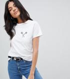Asos Design Tall T-shirt With Tattoo Flower - White