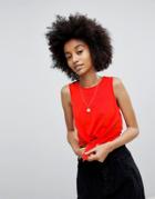 Asos Tank With Knot Front - Red