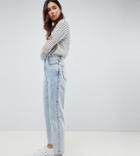 Asos Design Tall Barrel Boyfriend Jeans In Bella Light Wash - Blue