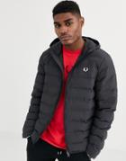 Fred Perry Hooded Puffer Jacket In Black