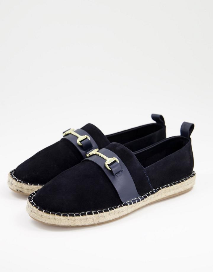 Walk London Shore Bar Espadrilles In Navy Suede