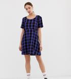 Collusion Tall Tie Back Check Smock Dress - Multi