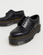 Dr Martens Quad 5 Tie Stacked Leather Flat Shoes In Black - Black