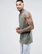 Asos Longline Sleeveless T-shirt With D Ring Strap Detail - Gray