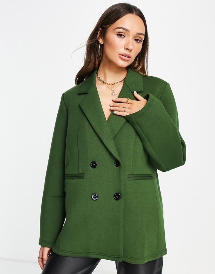 Extro & Vert Oversized Jersey Blazer In Dark Green - Part Of A Set