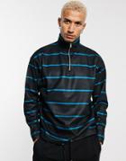 Asos Design Oversized Polar Fleece Half Zip Sweatshirt In Stripes-black