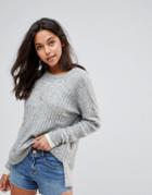 Abercrombie & Fitch Hi Lo Rib Knit Sweater - Gray