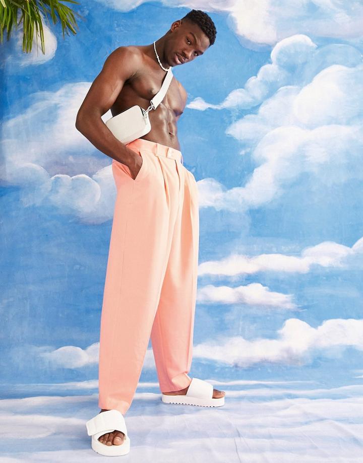 Asos Design Smart Balloon Pants In Coral-orange