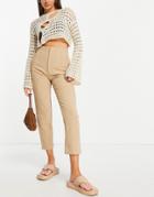 Stradivarius Slim Tailored Pants In Dark Beige-neutral
