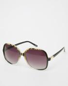 Asos Oversized 70s Sunglasses In Mixed Frame - Black And Tort
