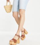 Topshop Wide Fit Warner Two Park Heeled Clog In Brown