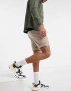 Asos Design Skinny Chino Shorts In Stone-neutral