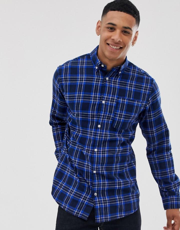 Jack & Jones Originals Checked Shirt In Navy