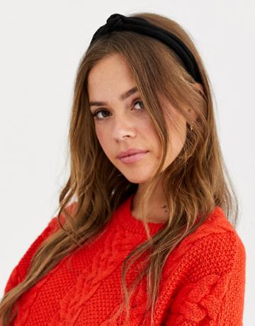 Asos Design Headband In Triple Row Plisse In Black