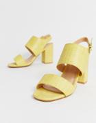 Park Lane Two Part Heeled Sandal In Yellow Croc - Yellow