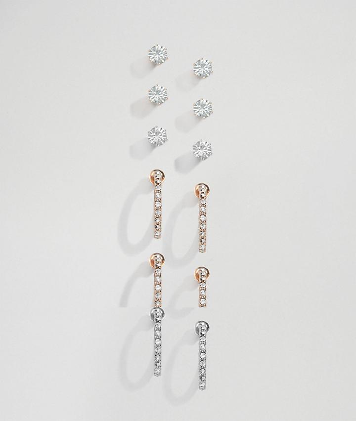 New Look Stud & Rhinestone Hoop Earring Pack - Multi