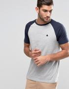 Asos T-shirt With Contrast Sleeves And Logo In Gray/navy - Gray