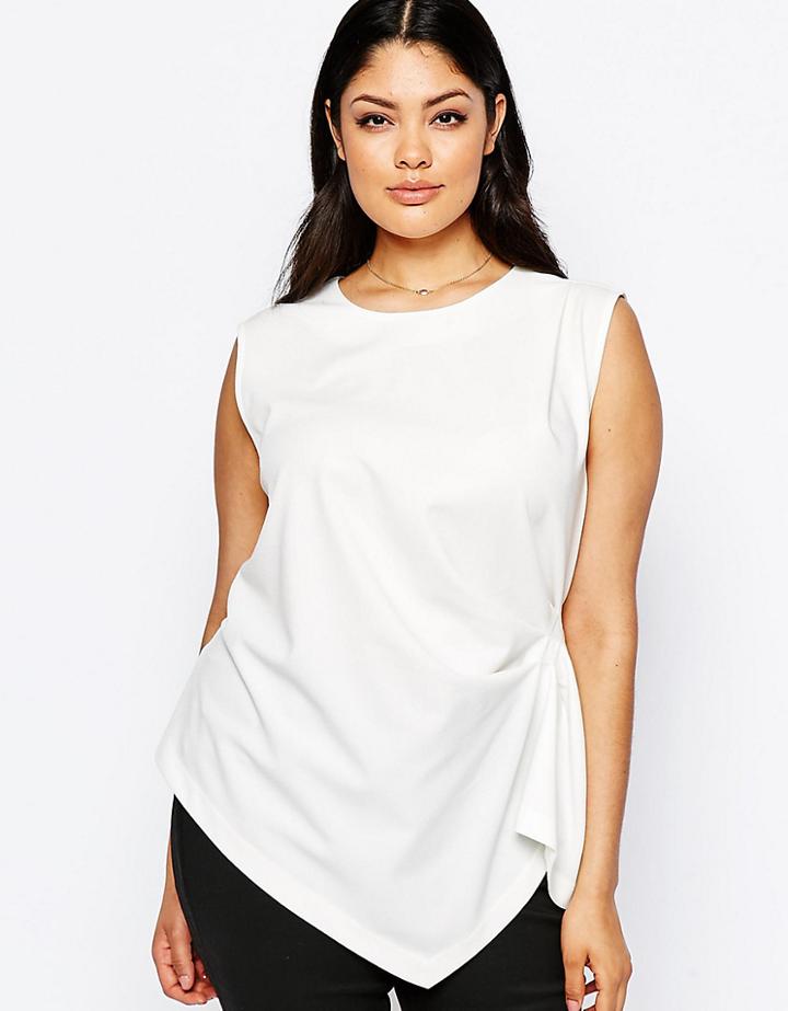Asos Curve Sleeveless Origami Top - Cream