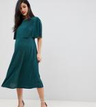 Asos Design Maternity Nursing Crop Top Plisse Midi Dress-green