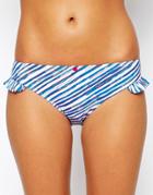 Lepel Seaside Fever Low Rise Frill Side Bikini Bottom - Stripe Print
