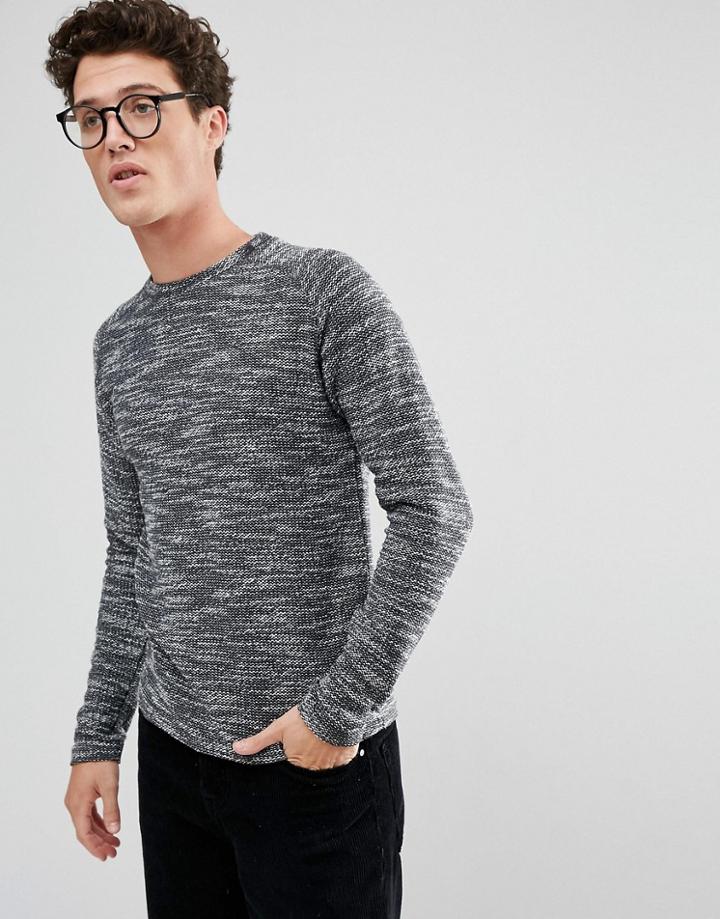 Selected Homme+ Sweatshirt In Mixed Yarn - Black