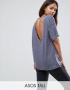 Asos Tall T-shirt With Cut Out Scoop Back - Black