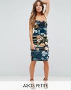 Asos Petite Floral Stripe Midi Pencil Dress - Multi