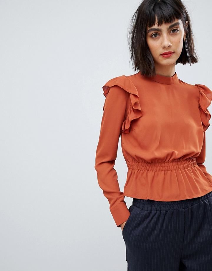 Unique 21 Ruffle Detail Top - Orange