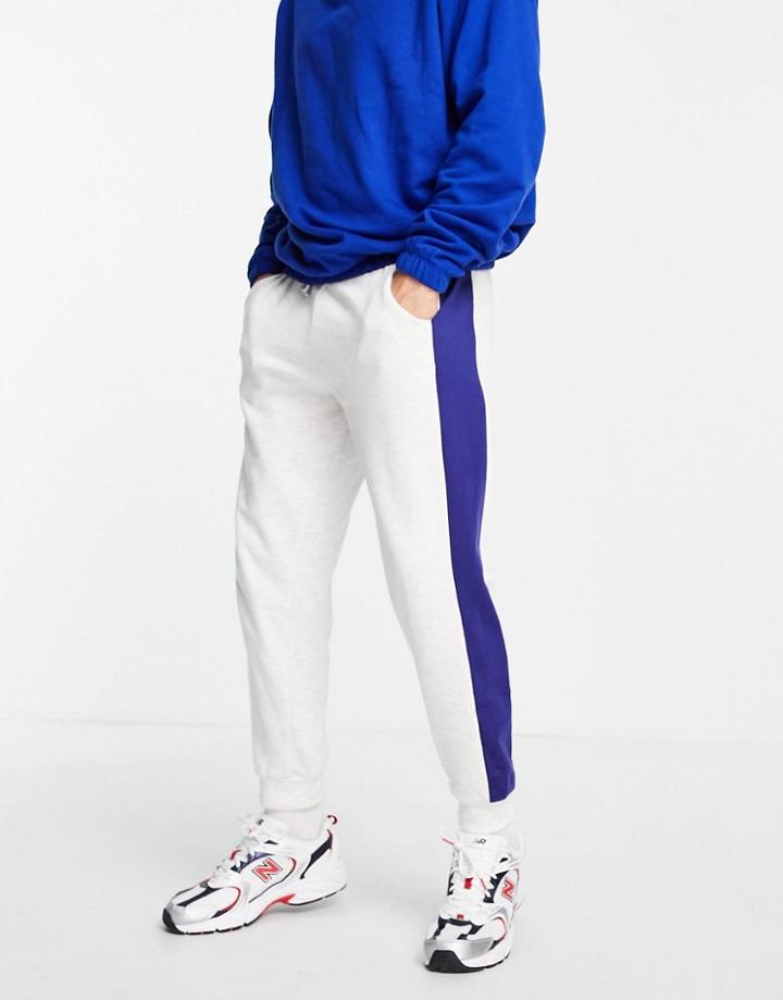 Asos Design Oversized Sweatpants With Printed Side Stripe - Part Of A Set-white