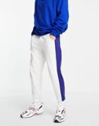 Asos Design Oversized Sweatpants With Printed Side Stripe - Part Of A Set-white