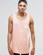 Asos Relaxed Longline Tank With Blazing Front And Back Print - Pink