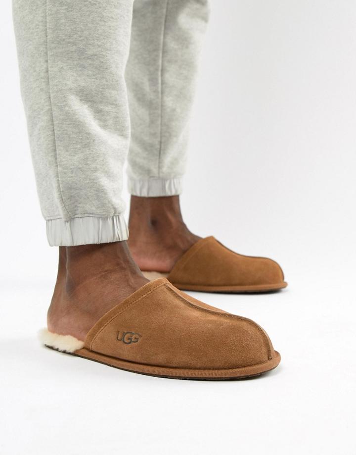Ugg Scuff Slippers In Chestnut Suede - Brown