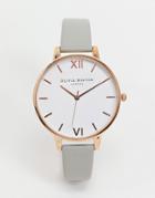 Olivia Burton Leather Watch In Gray And Rose Gold-grey