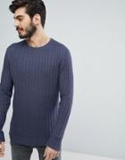 Brave Soul Wide Rib Crew Neck Sweater - Blue