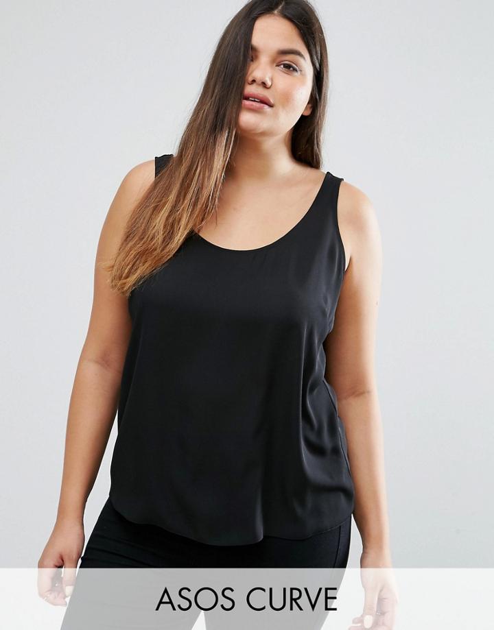 Asos Curve Longline Tank With Scoop Neck - Black