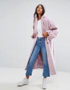 Asos Coat With Statement Sleeve - Pink