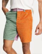 Asos Design Skater Shorts In Color Block Cord-multi