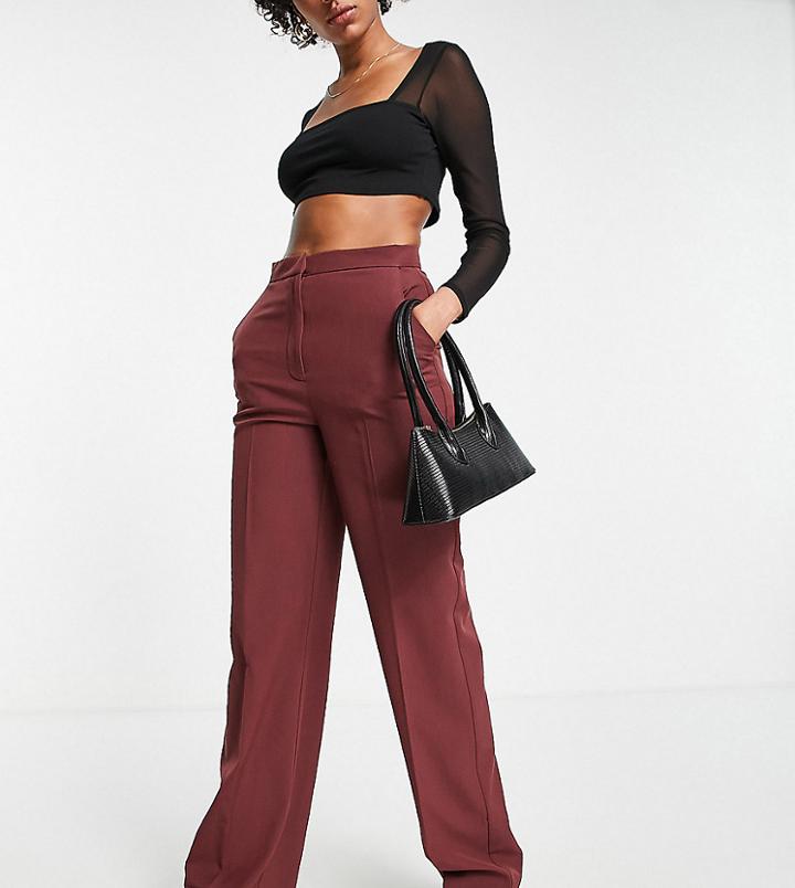 Asos Design Tall Ultimate Straight Pant In Bordeaux-red
