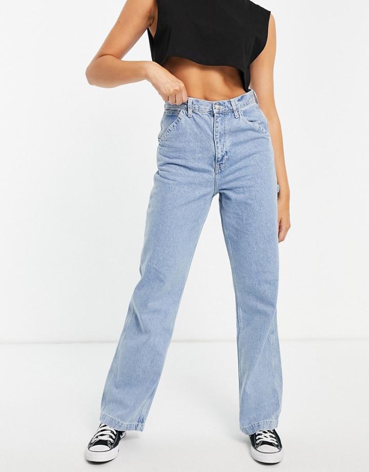 Topshop Carpenter Jean In Bleach Blue Wash-blues