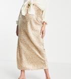 Topshop Maternity Satin Bias Leopard Print Midi Skirt In Neutral