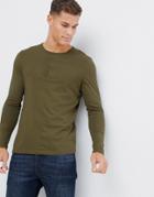 Asos Design Long Sleeve T-shirt With Grandad Neck In Green - Green