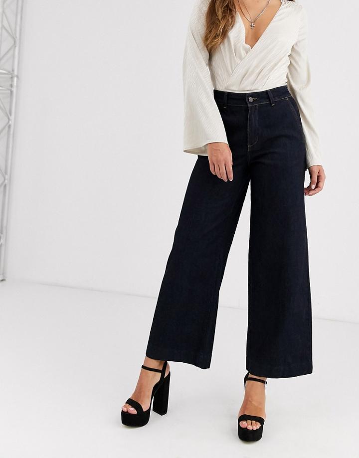 Object Wide Leg Jean In Dark Indigo-blue