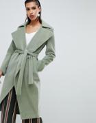 Lavish Alice Short Fur Oversized Lapel Coat - Green