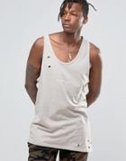 Hand Of God Oil Washed Tank With Asymetric Hem - Stone